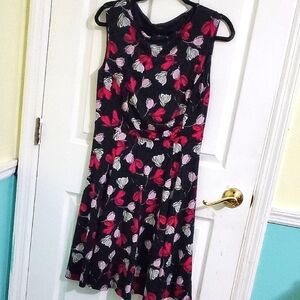 Ann Taylor Factory Black Floral Sleeveless Ruched Trumpet Skirt Midi Dress 8